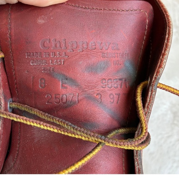Heritage Chippewa Made in USA Red Leather Chukka Boots Wedge Sole 90871 8E